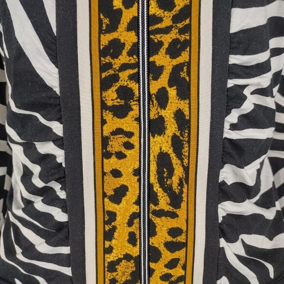 Joseph Ribkoff black white animal print full zip jacket blouse ladies size 4 - Picture 3 of 8